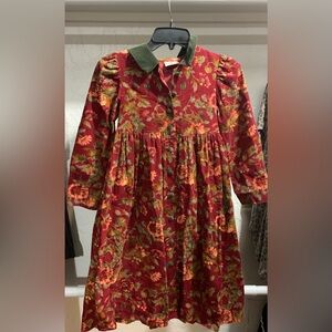 Charming Floral Kids Dress in Red and Green